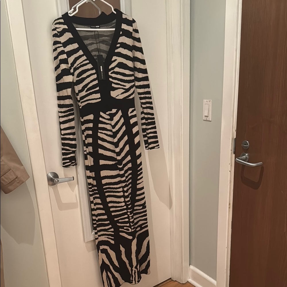 Chic and sexy Zebra Print Long Sleeve Dress